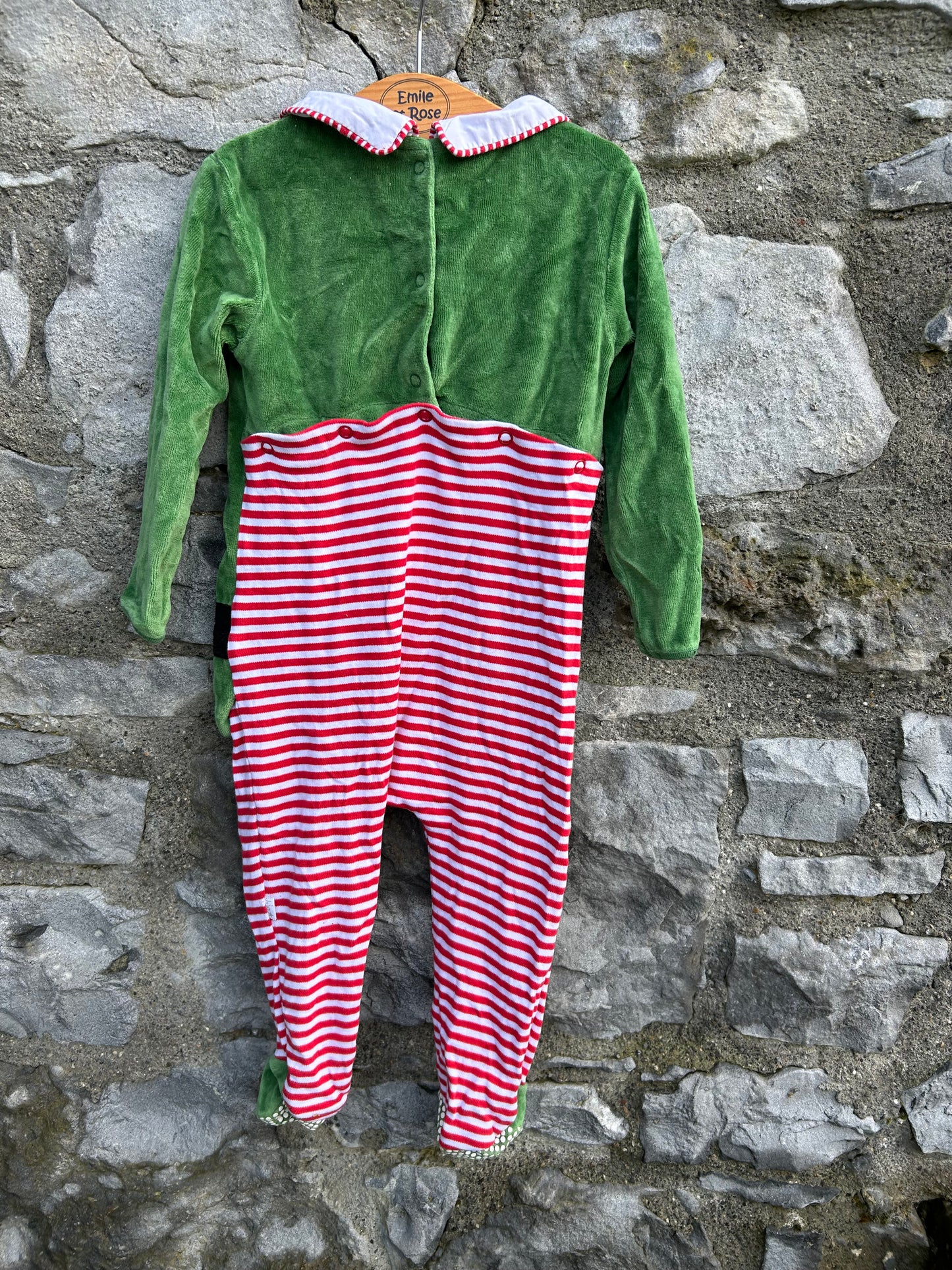 Elf velour onesie&hat 12-18m (80-86cm)