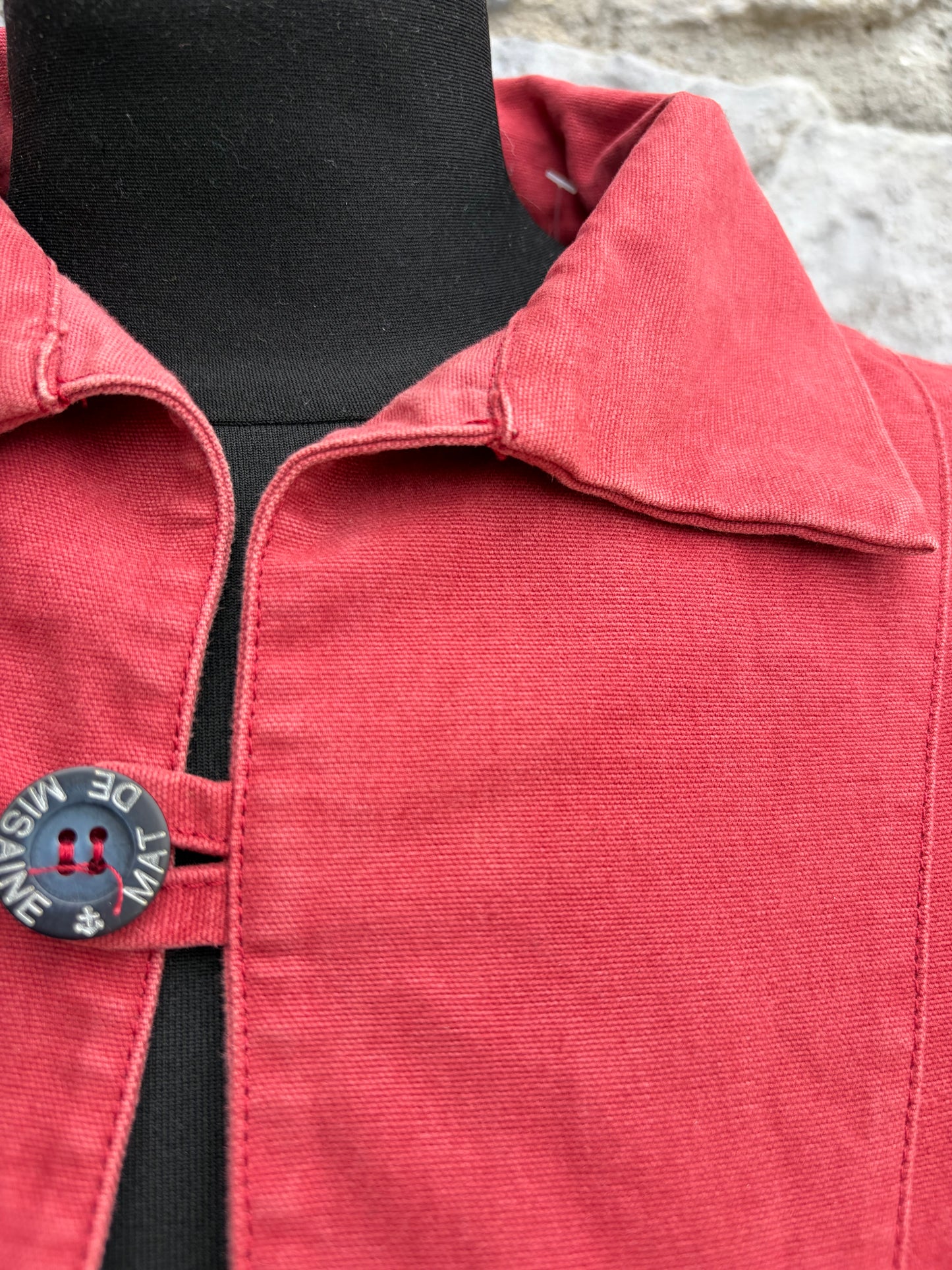 90s red French fisherman's smock Small
