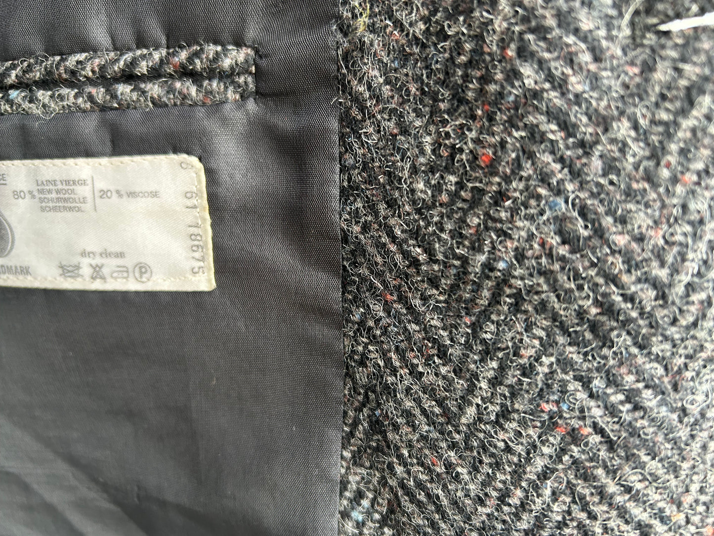90s grey tweed herringbone jacket XL