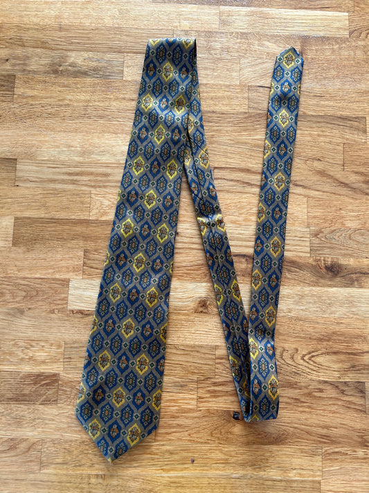 Blue&yellow print tie