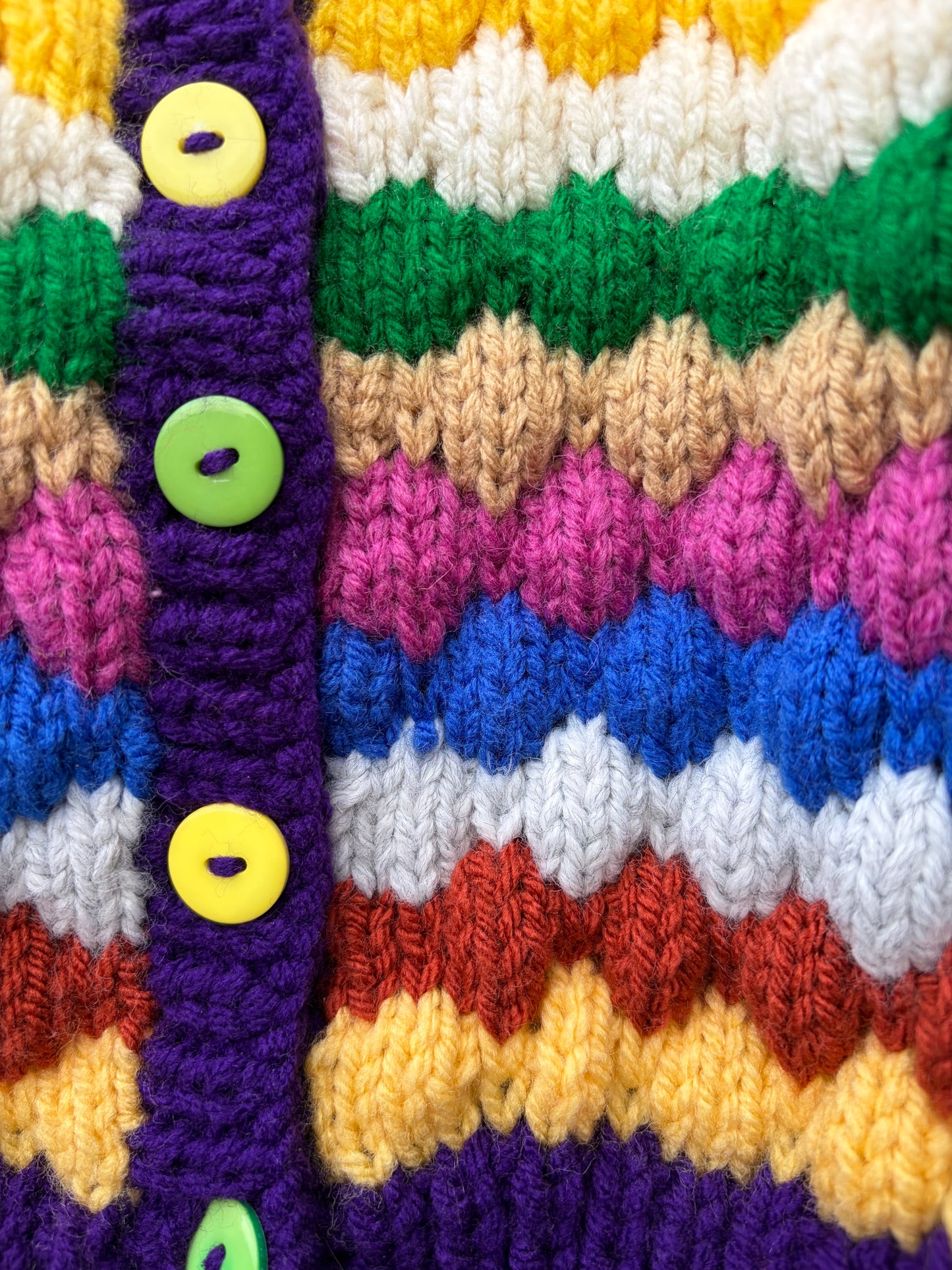 Yellow&rainbow bubble knit cardigan  6-9m (68-74cm)