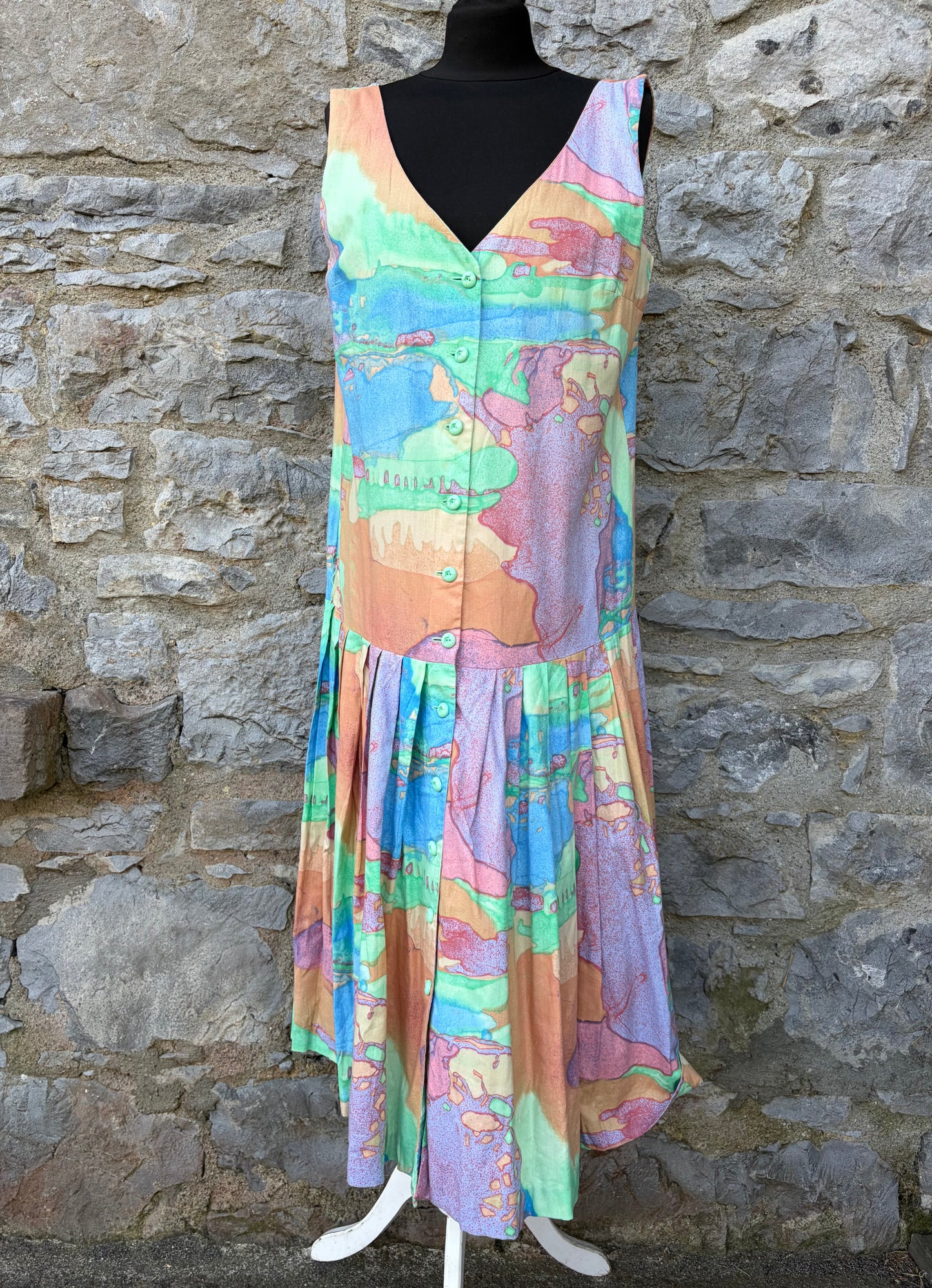 80s colourful abstract dress uk 12