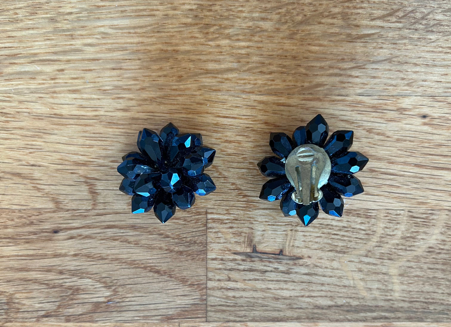 Black flower earrings