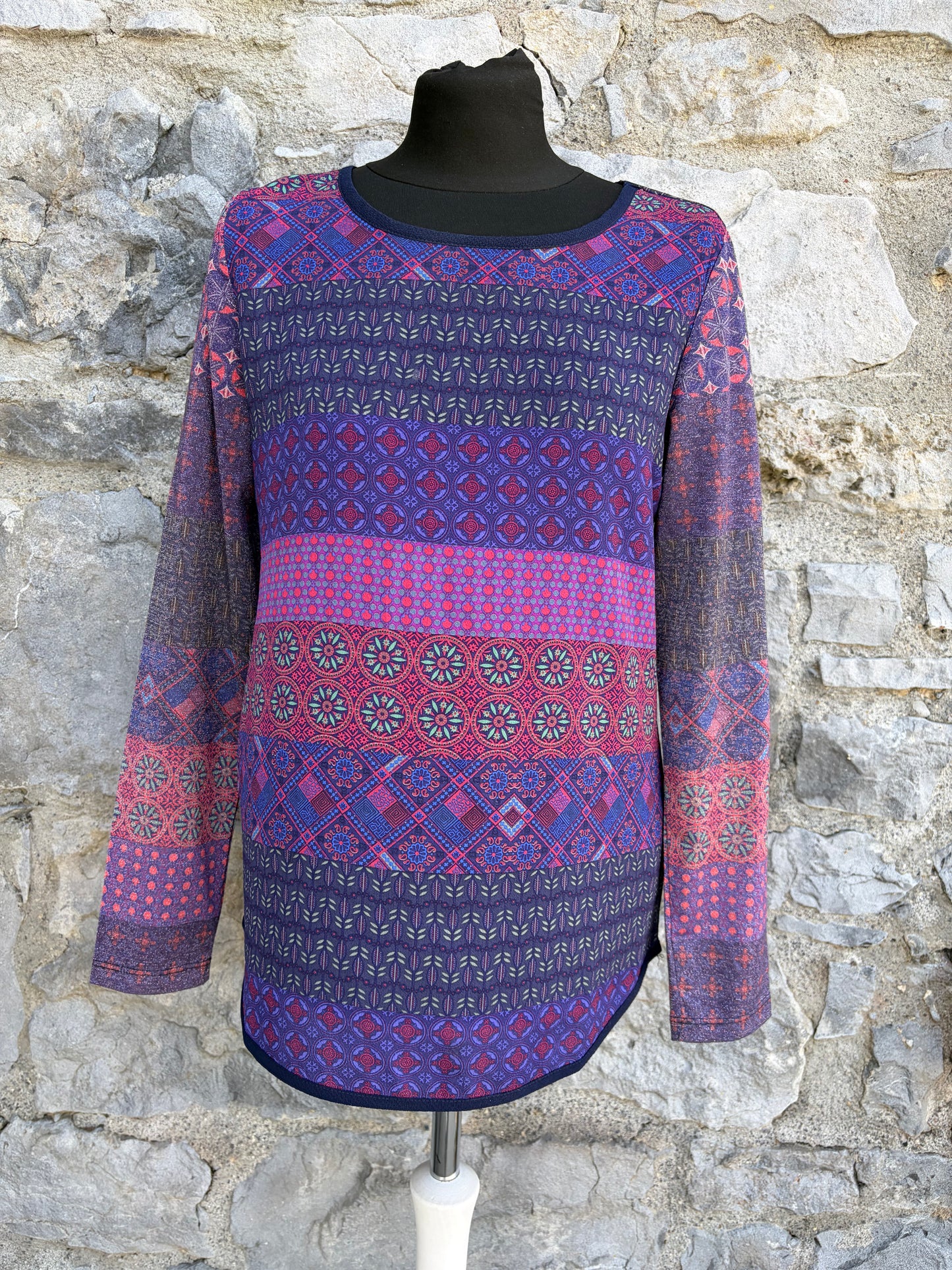 Purple patterned mesh tunic uk 8-10