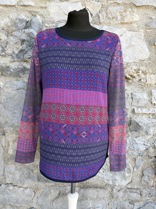 Purple patterned mesh tunic uk 8-10