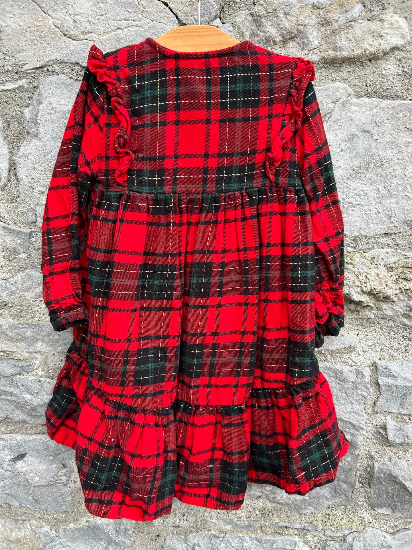 Red check sparkly thread dress  2-3y (92-98cm)