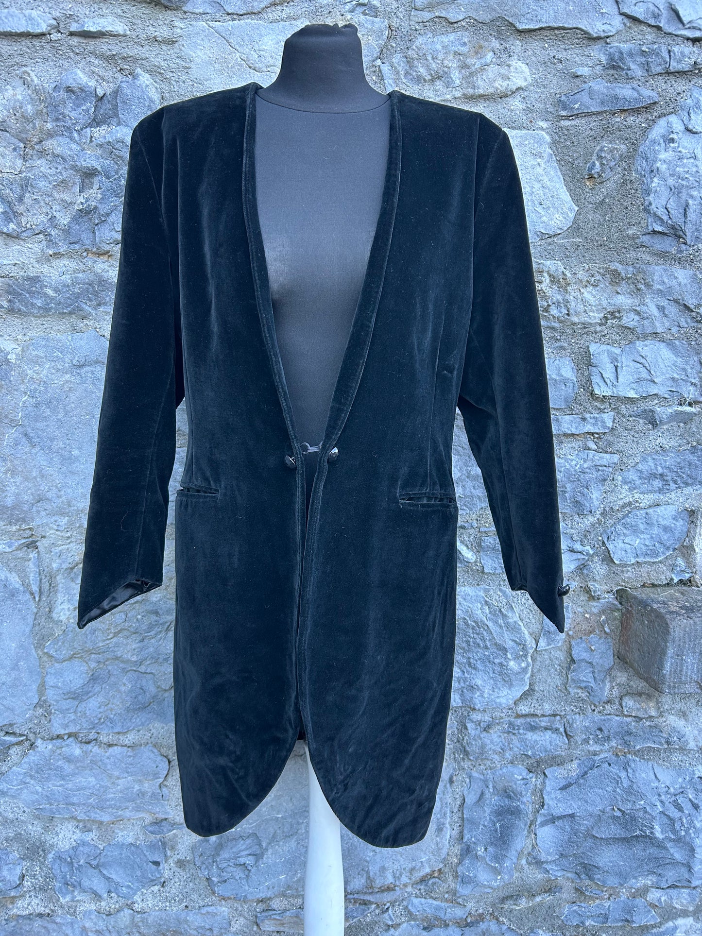 90s black velvet coat uk 12