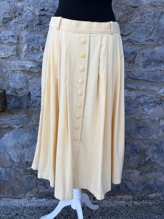 80s yellow button up skirt uk 14