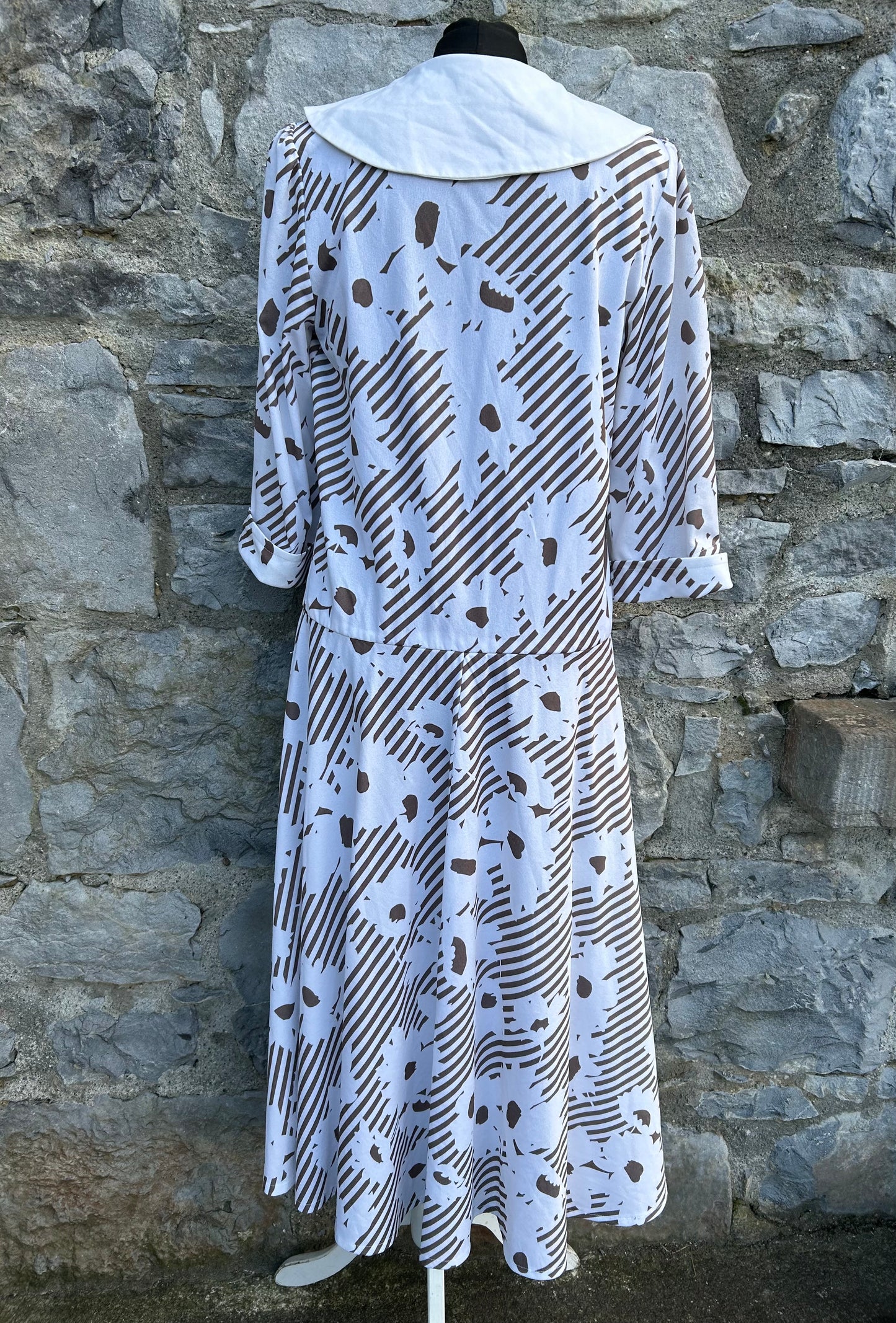 80s brown floral dress uk 12-14