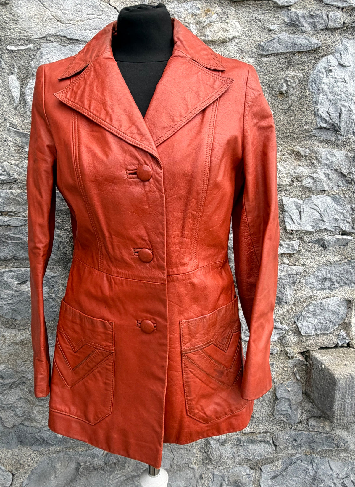 80s rusty leather jacket uk 6-8