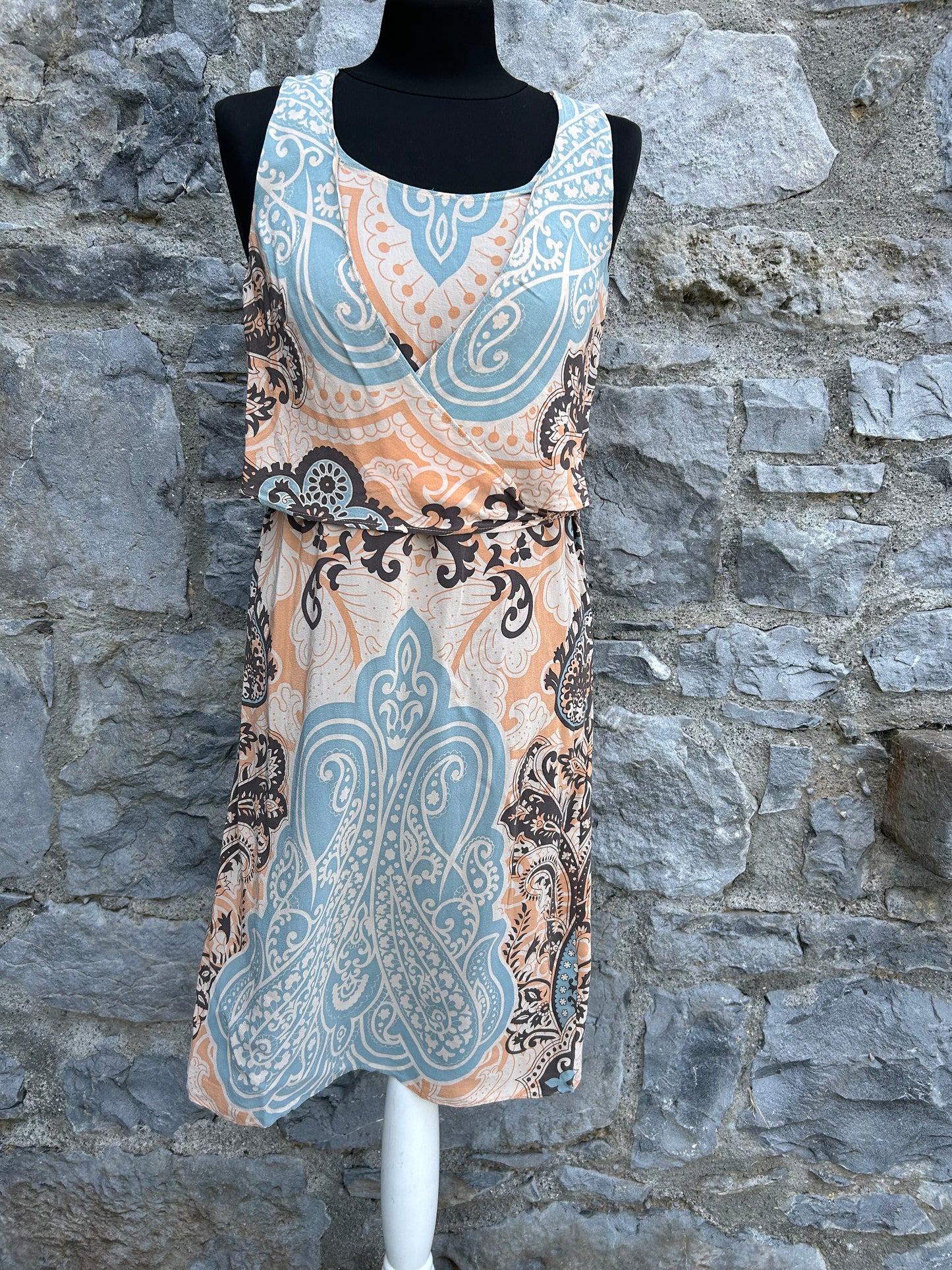 Blue paisley dress uk 8