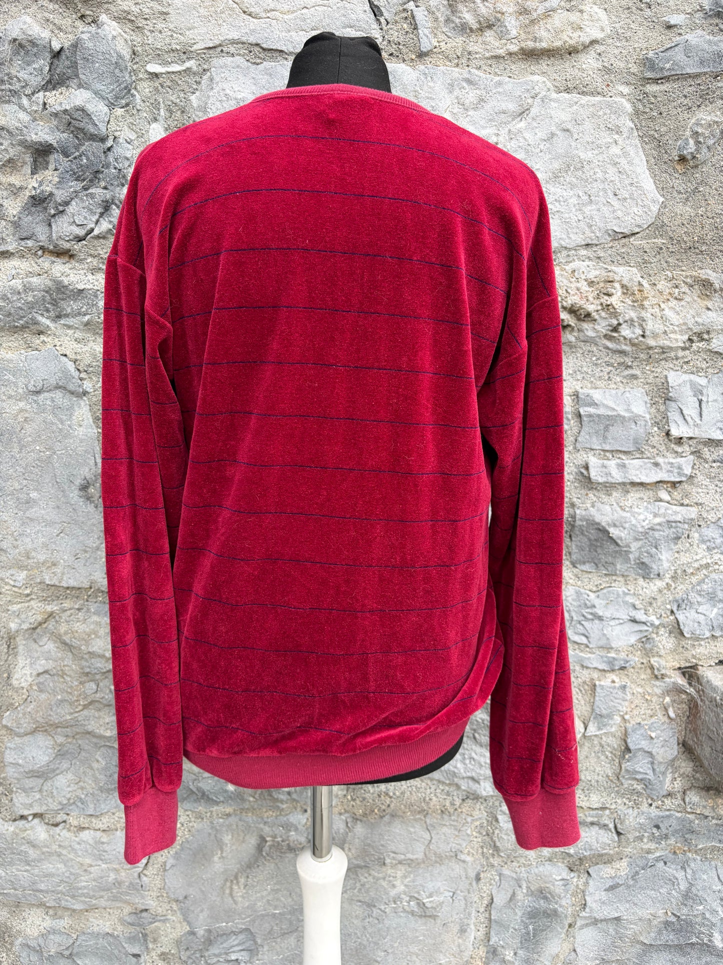 90s burgundy velour sweatshirt Small