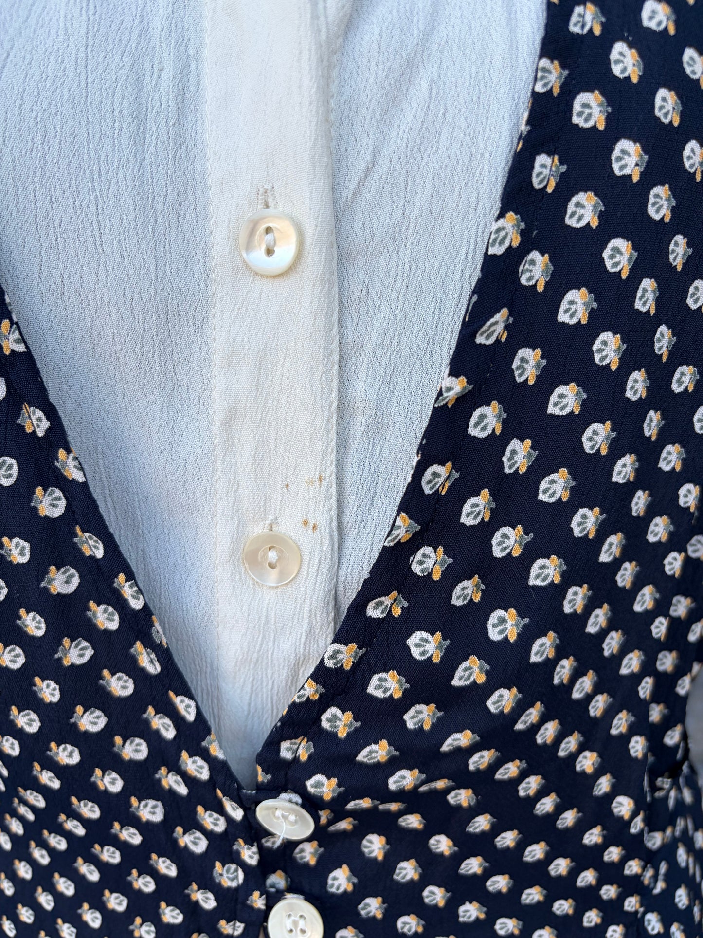 90s flower dots crepe dress uk 12