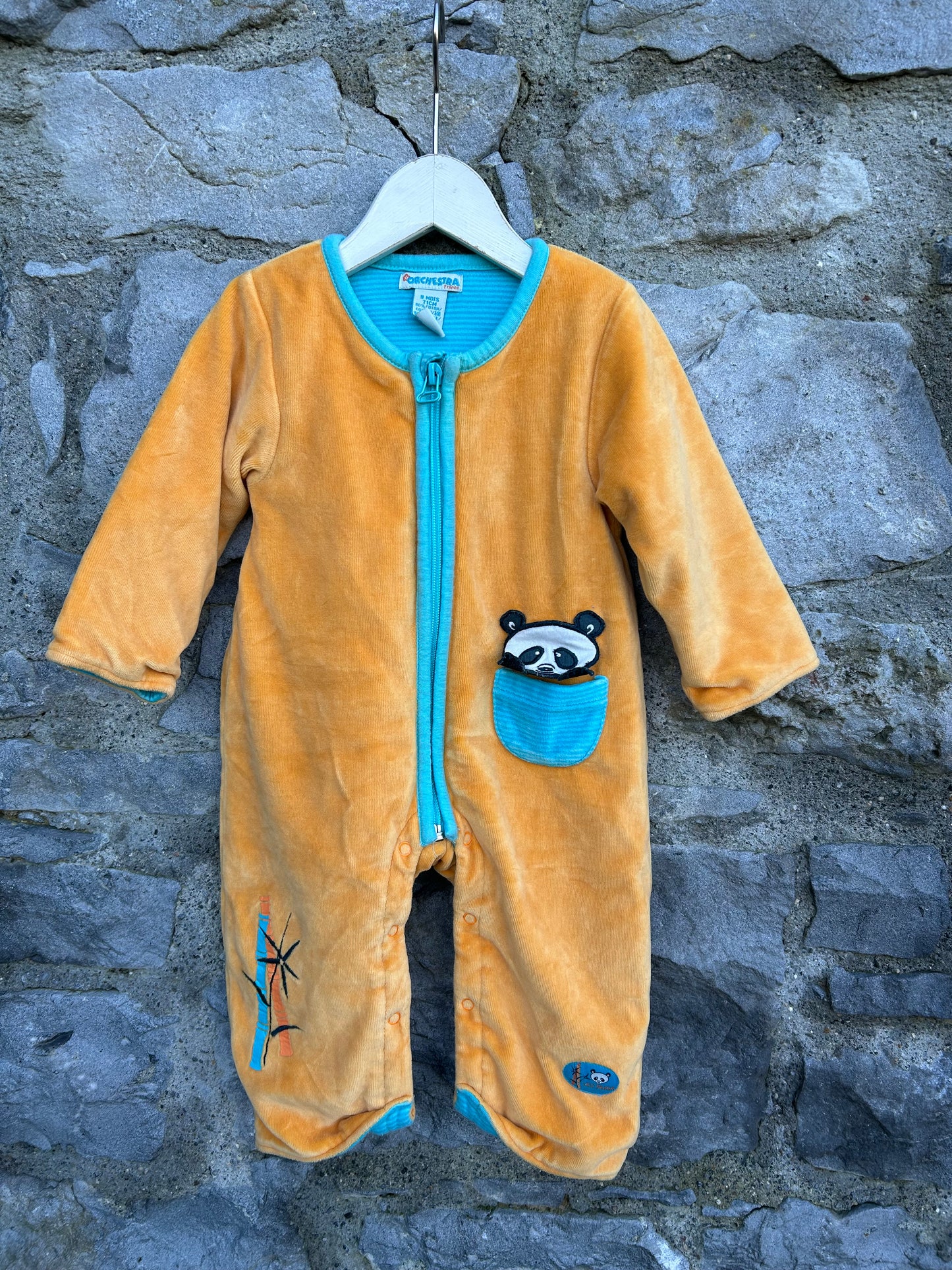 Orange velour sleepsuit &hat  6-9m (68-74cm)