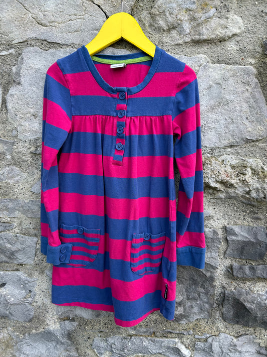 PoP Pink&navy stripy dress 5-6y (110-116cm)