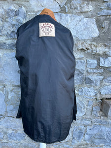 90s long black leather jacket uk 12