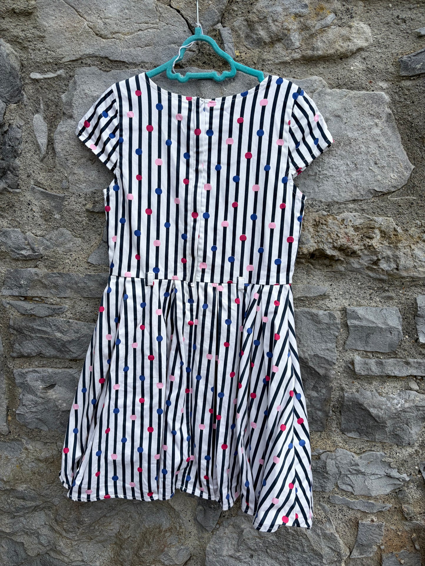 Colourful dots stripy dress  6-7y (116-122cm)