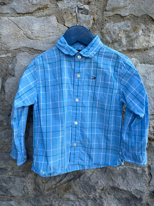 TH blue check shirt 2y (92cm)