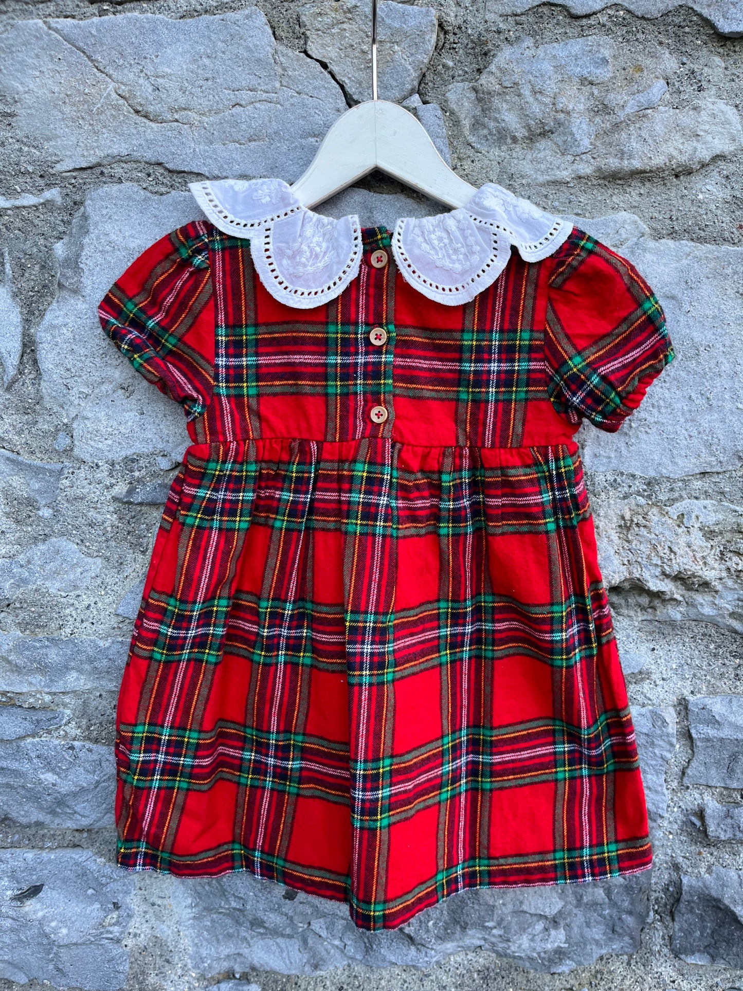 Red tartan flannel dress  18-24m (86-92cm)