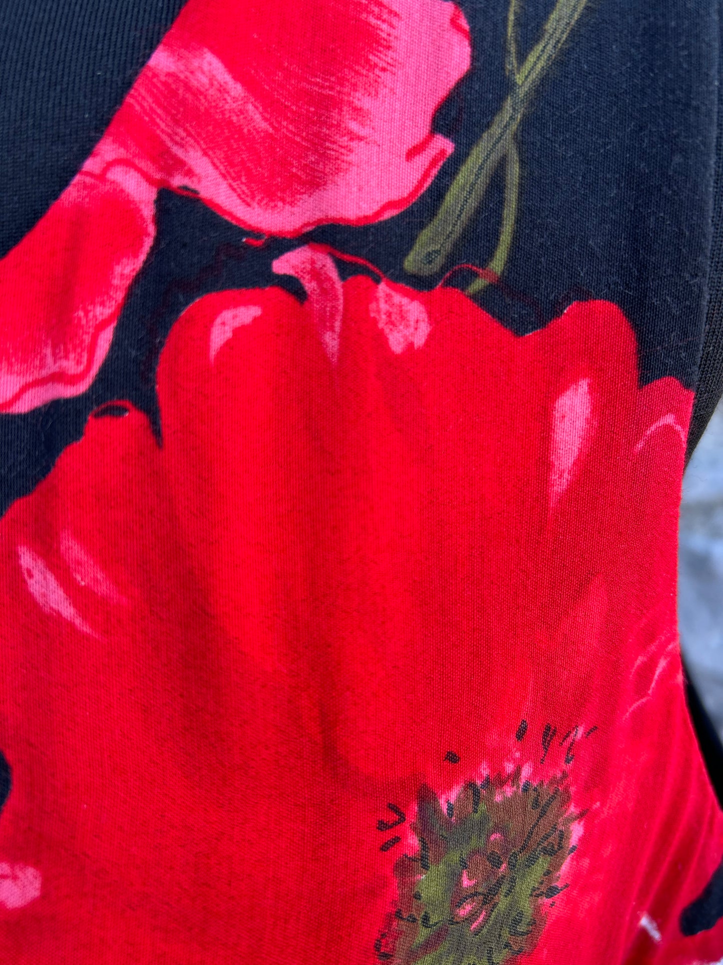 90s red poppies dress uk 12