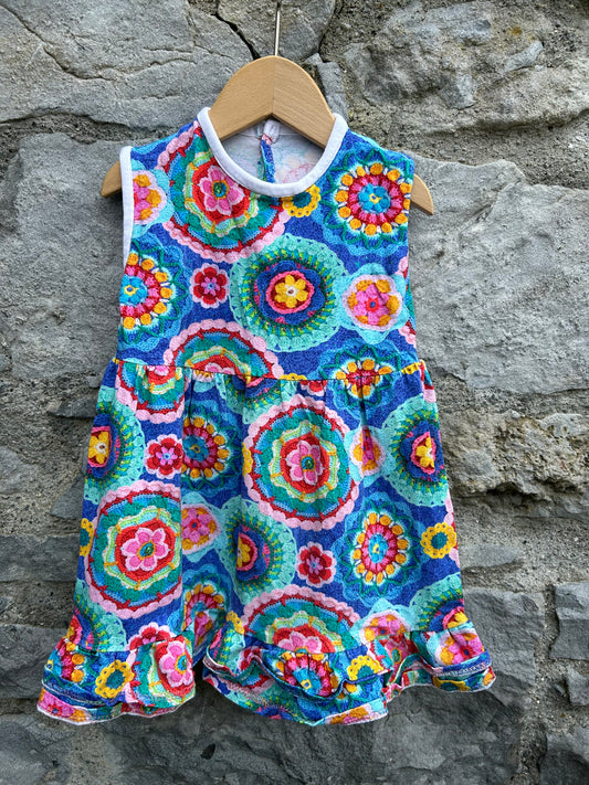 Colourful mandalas blue dress   12-18m (80-86cm)