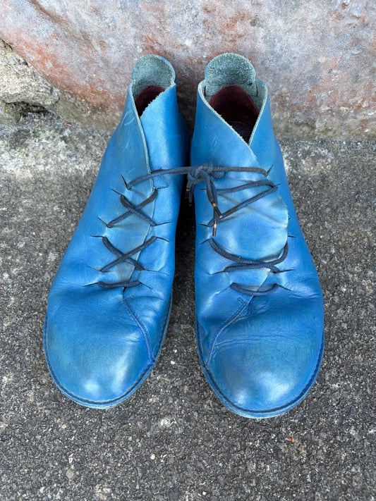 Handmade blue leather boots  uk 8 (eu 42)