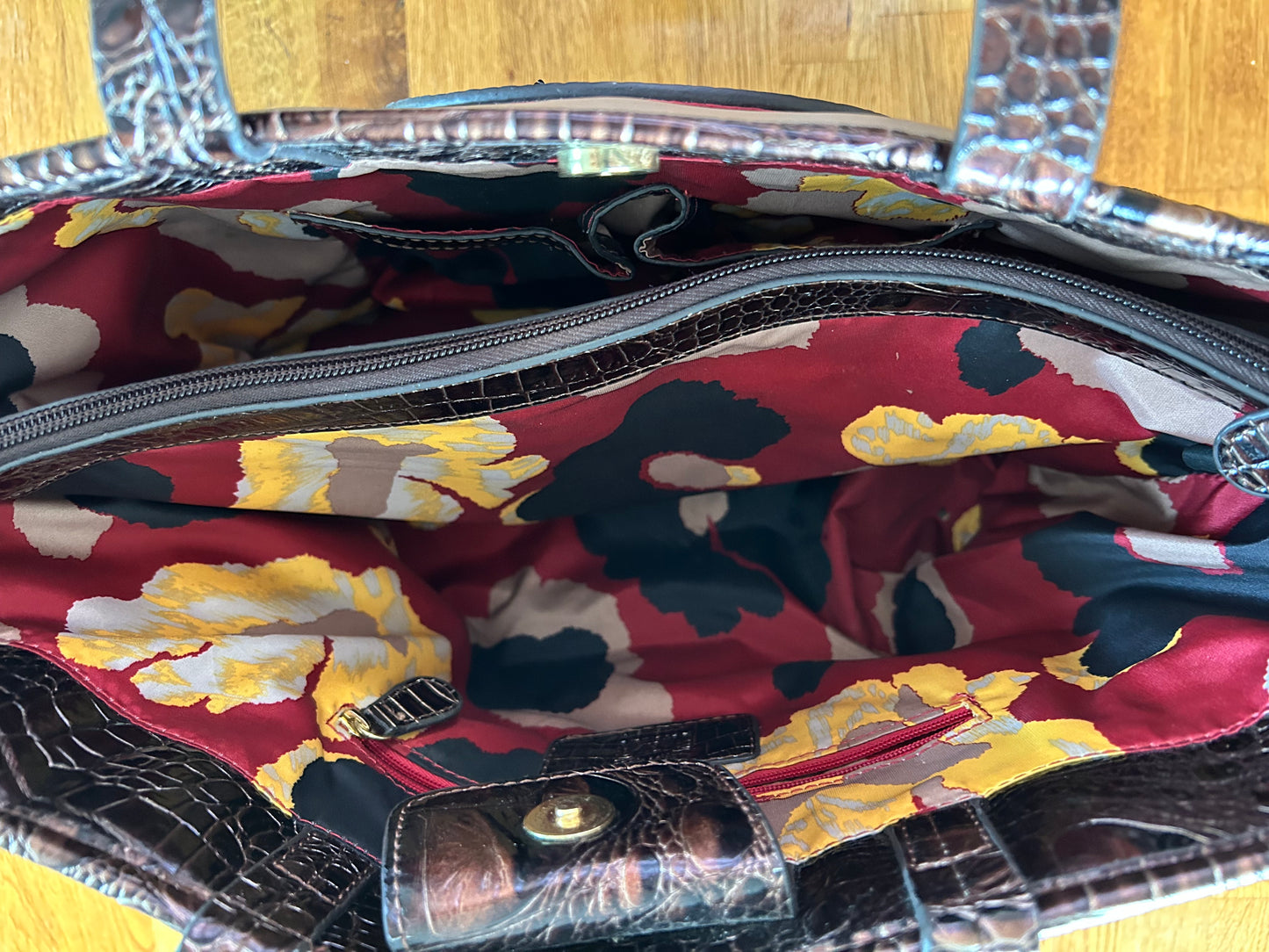 Beige and brown handbag