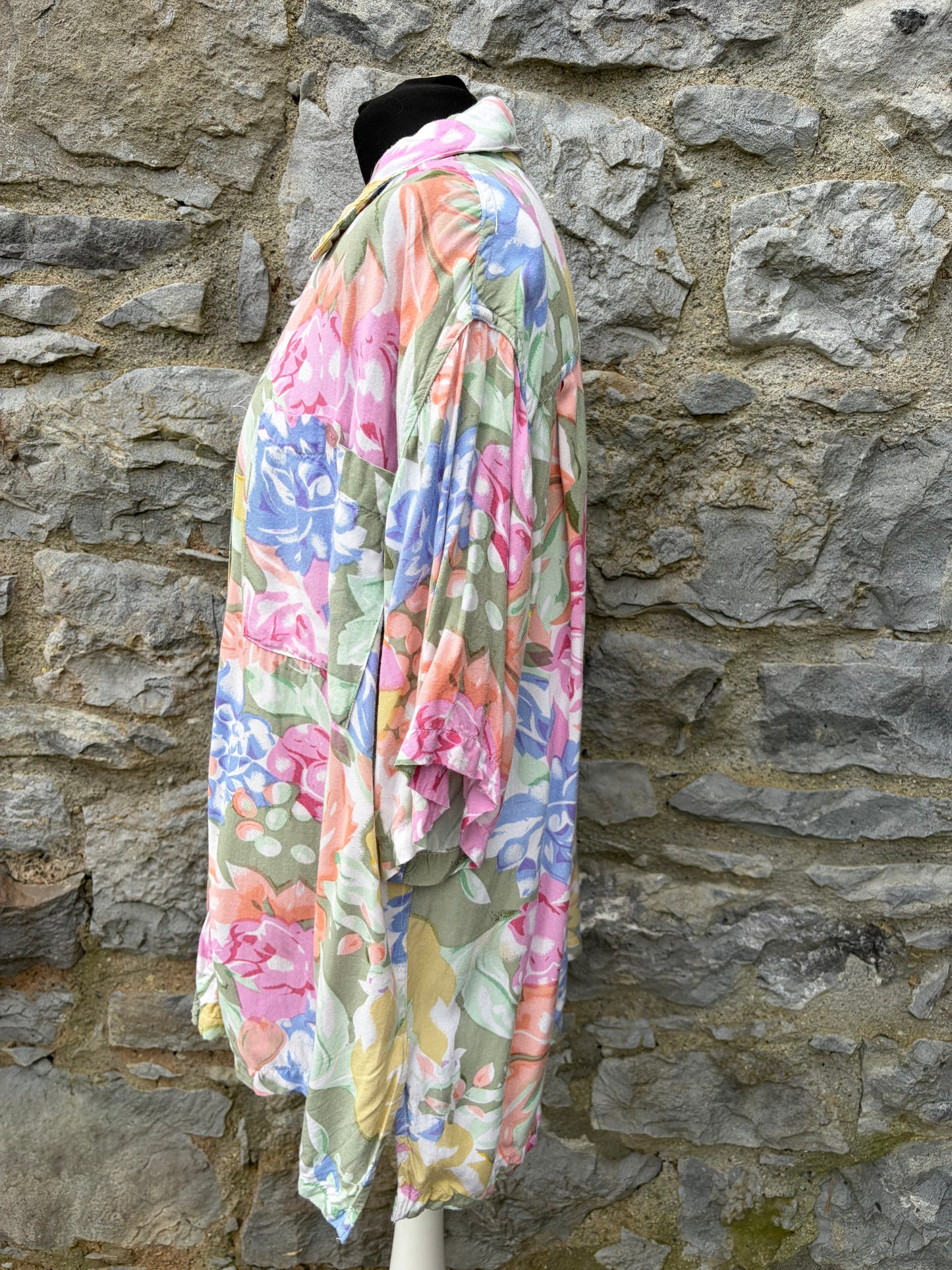 80s colourful flowers shirt uk 18-20