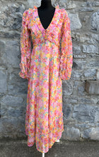 Load image into Gallery viewer, Pink floral maxi dress uk 10-12
