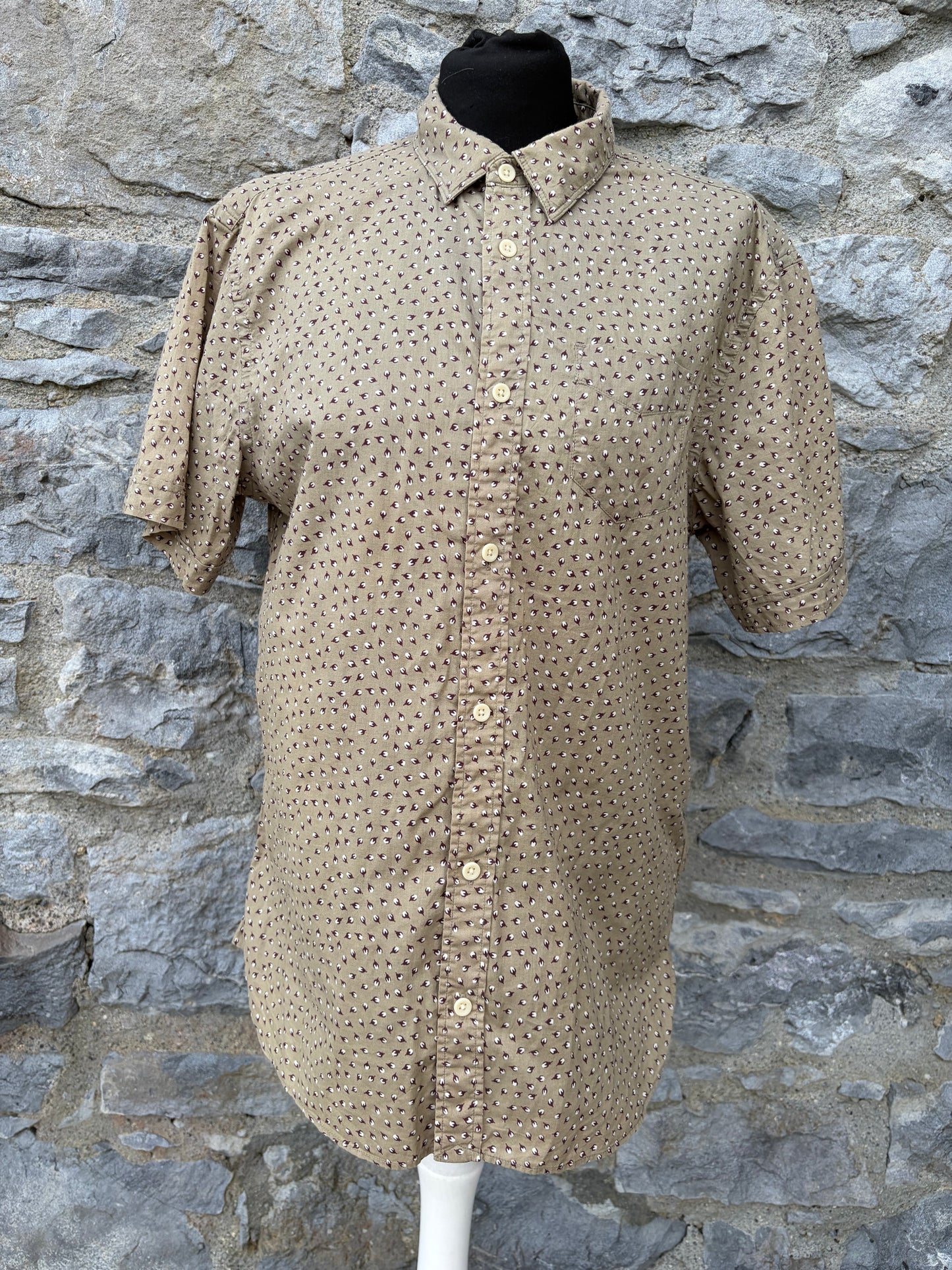 Cotton buds print beige shirt Small