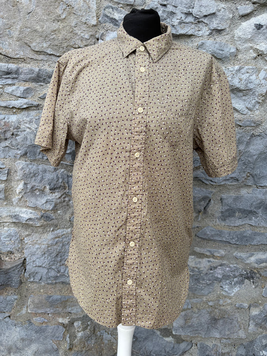 Cotton buds print beige shirt Small