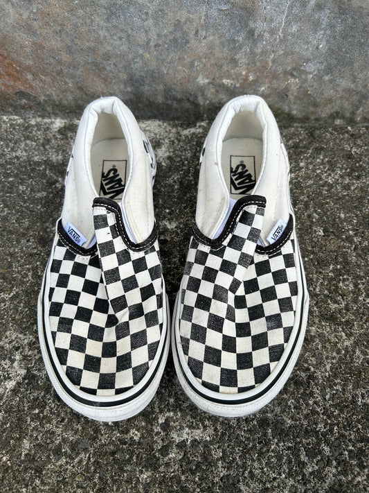 Black&off white Checker slip ons   uk 1.5 (eu 34)