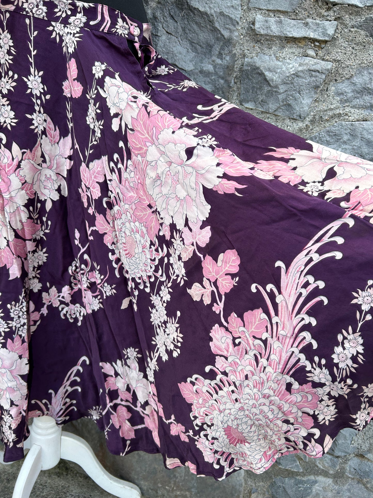 Pink flowers silk skirt uk 12
