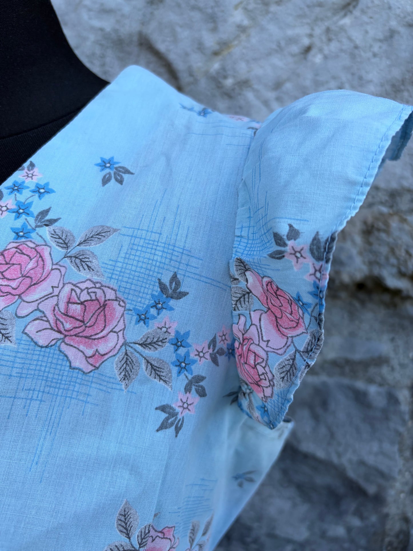 80s blue floral dress uk 8