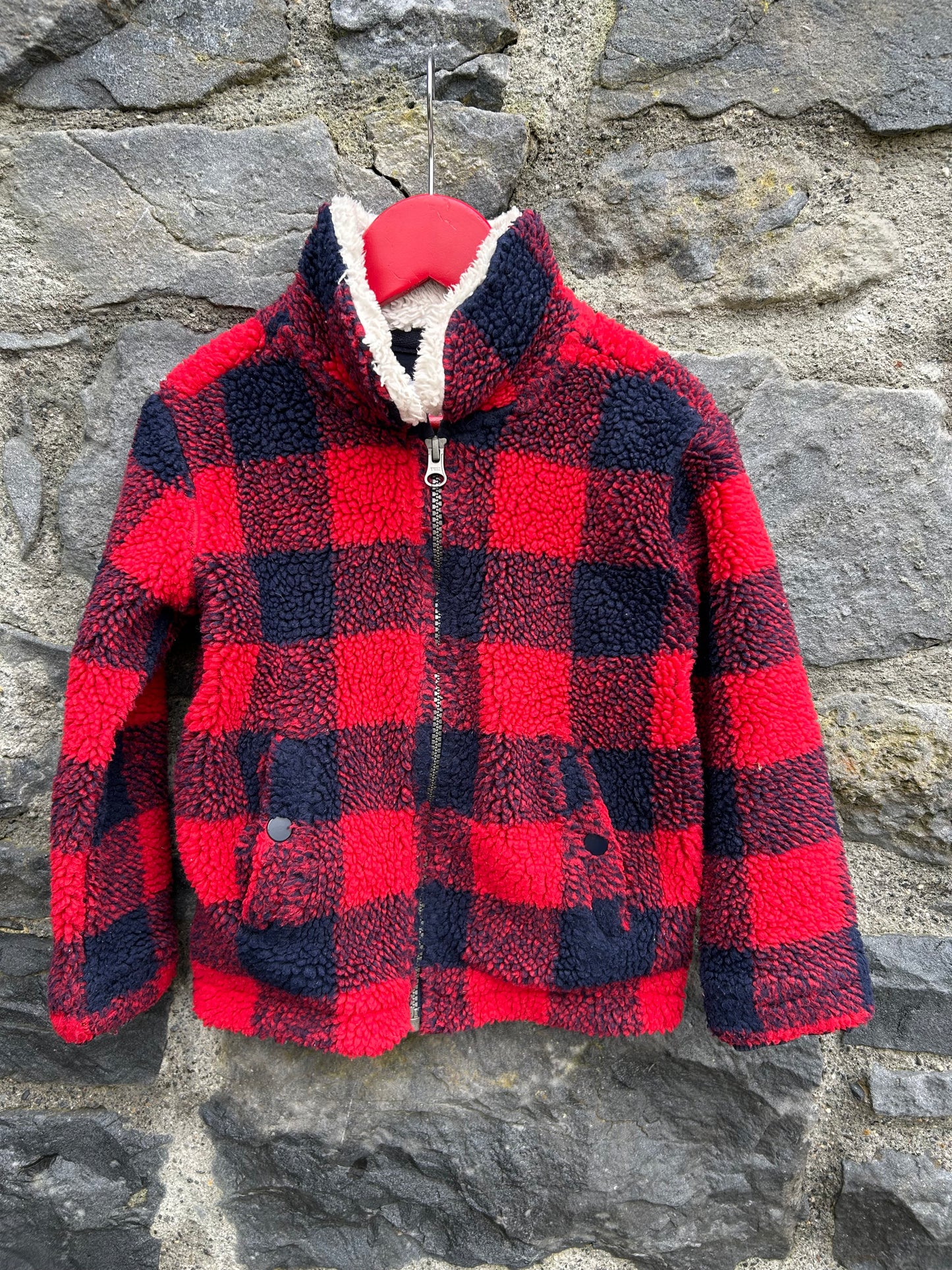 Red check fleece jacket   3-4y (98-104cm)