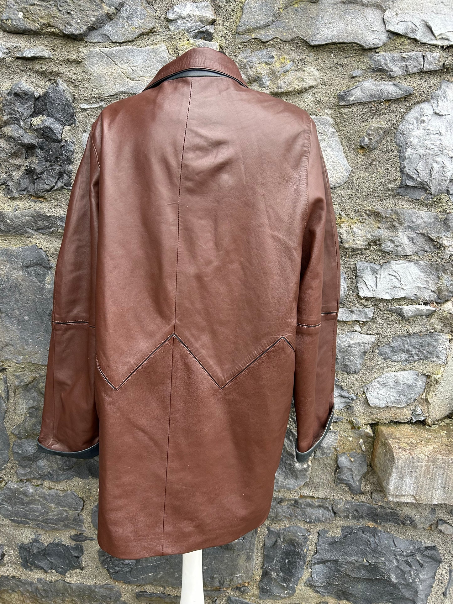 90s brown leather coat uk 16-18