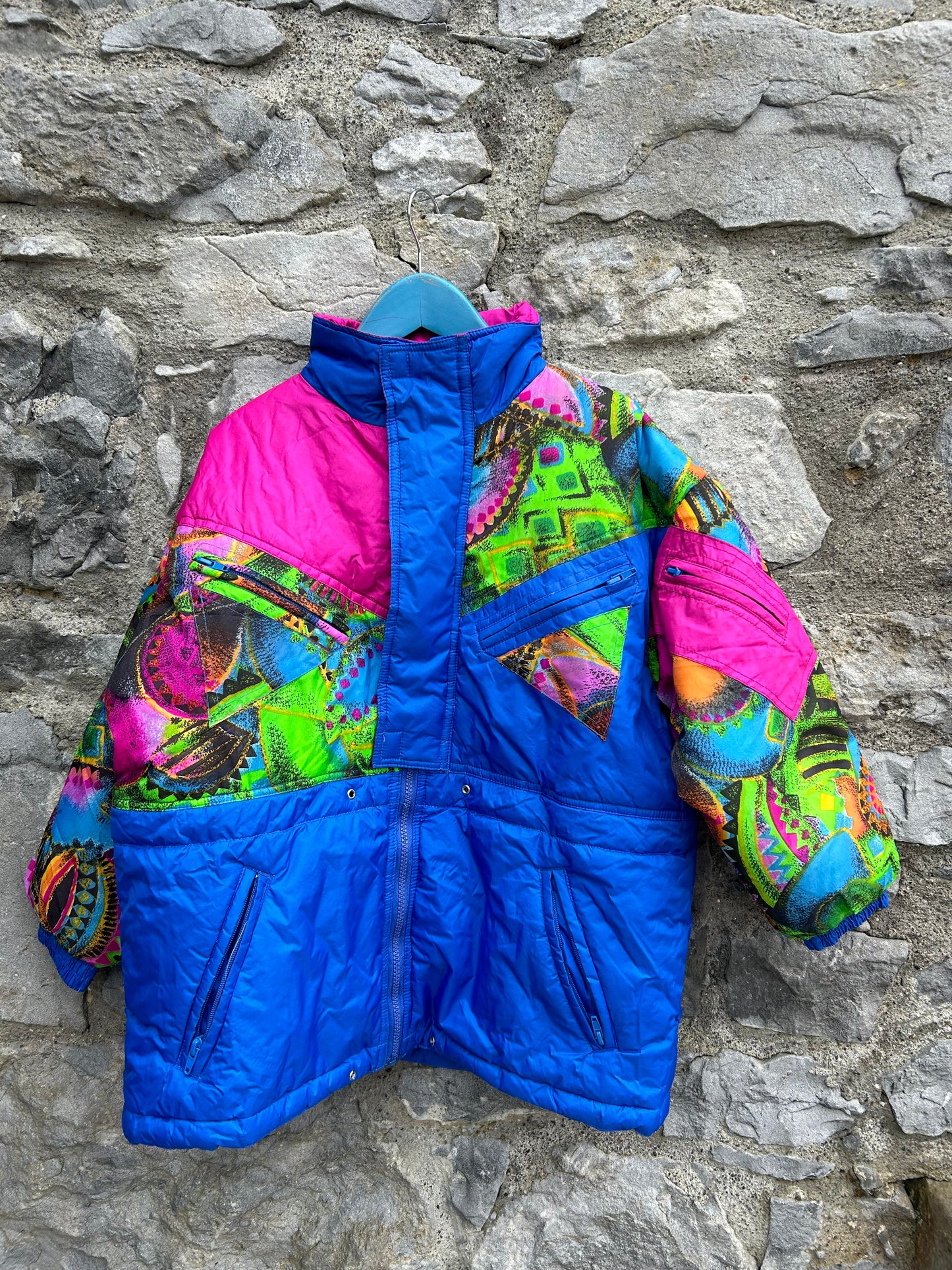 80s abstract blue ski jacket  9-10y (134-140cm)