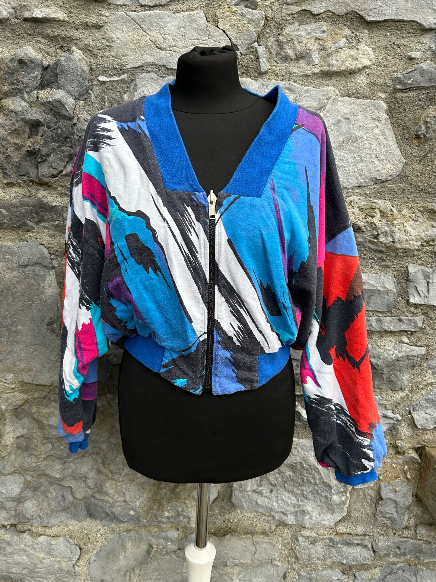 80s rainbow&blue reversible bomber jacket uk 12