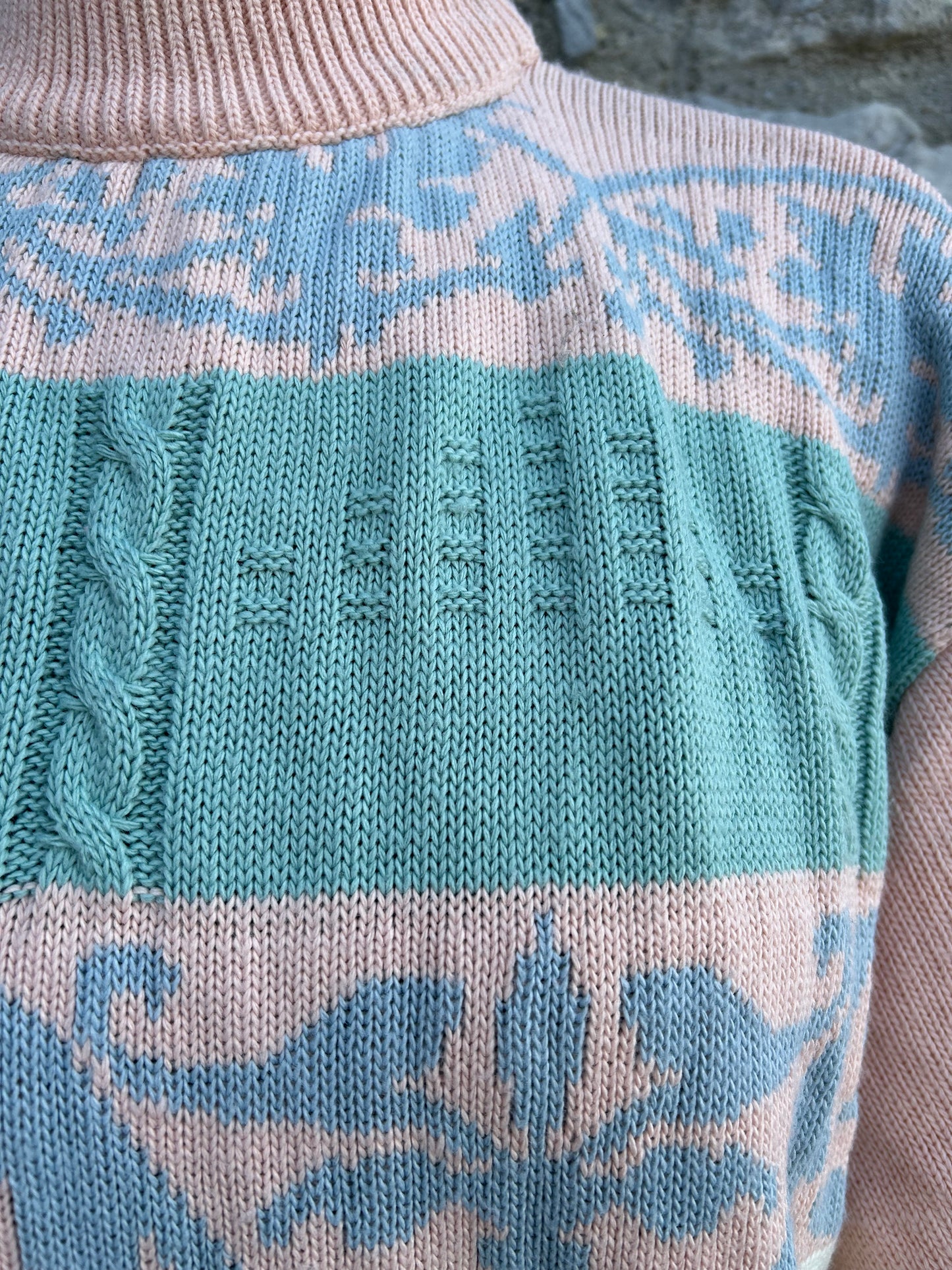 80s pink panel jumper uk 12-14