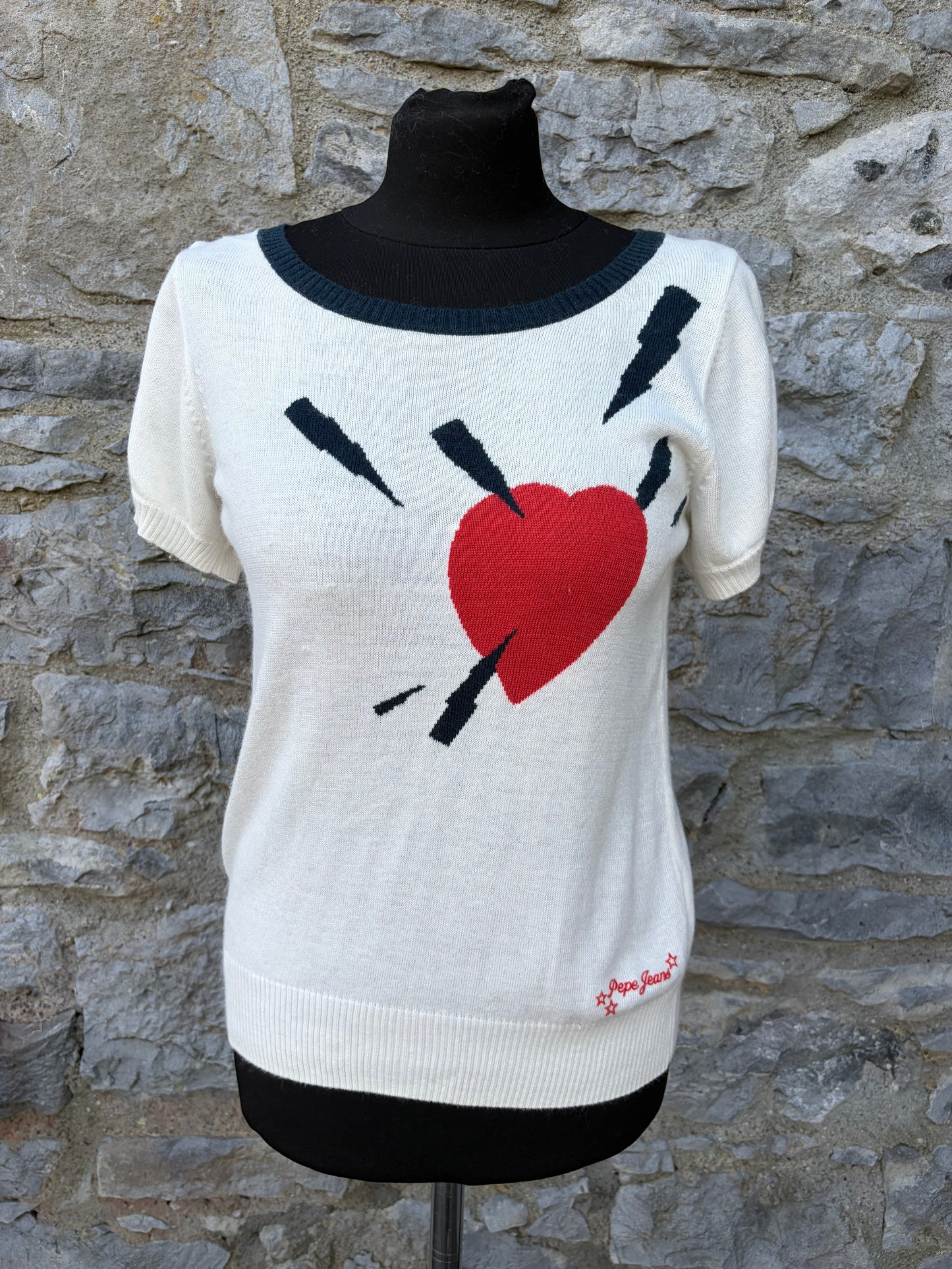 Heart cream knitted top uk 10-12