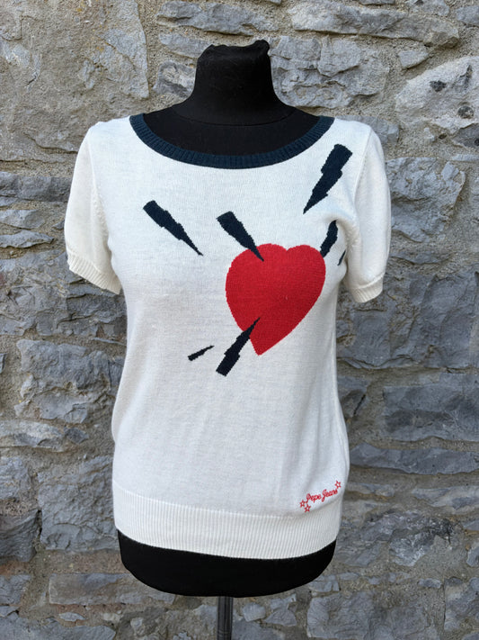 Heart cream knitted top uk 10-12