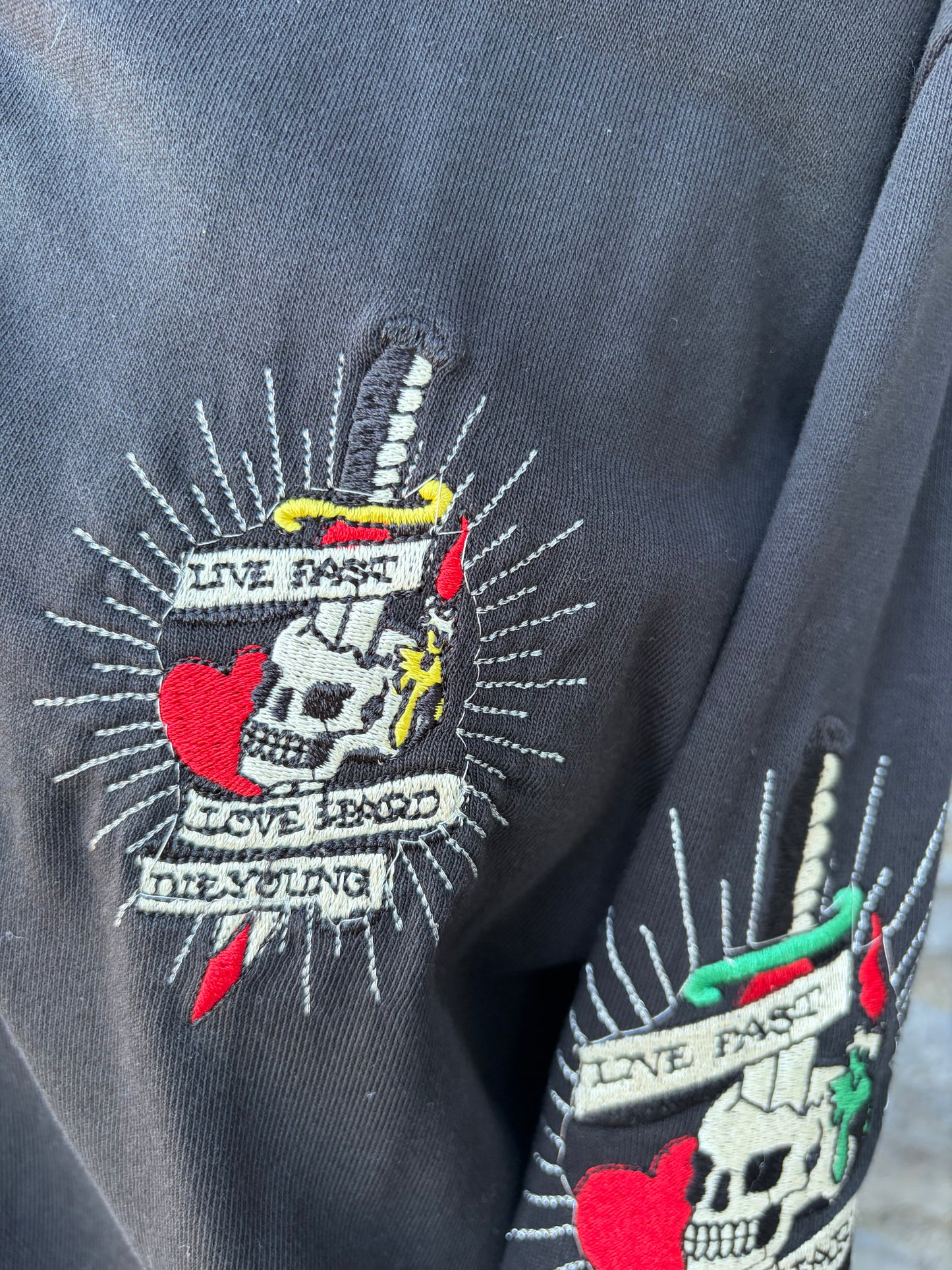 Embroidered tattoo graphics bomber jacket Medium