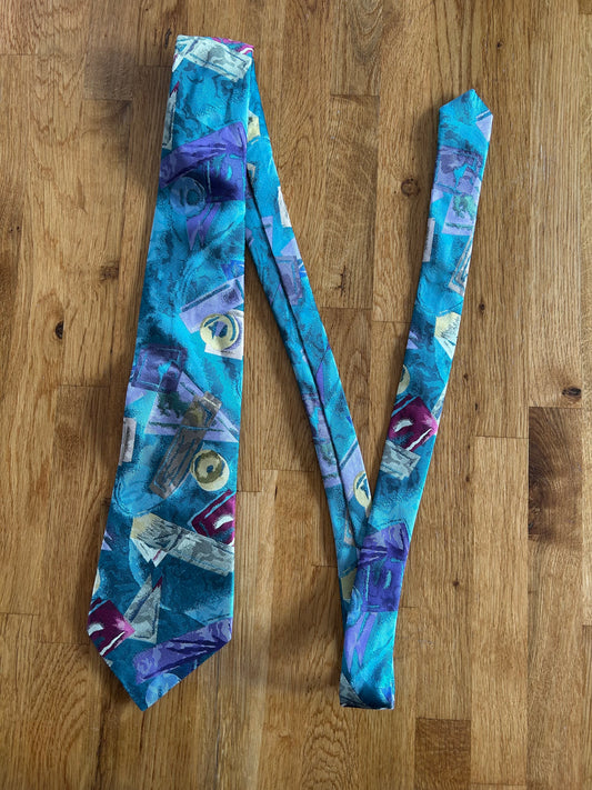 Teal&purple abstract tie