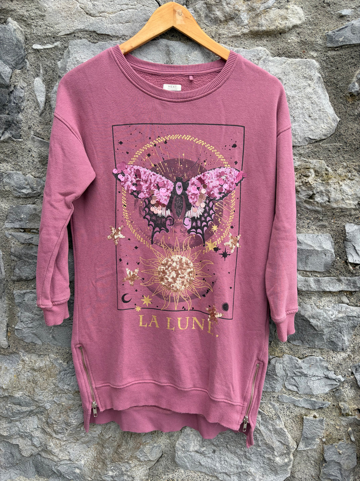 Sequin butterfly sweat dress 10y (140cm)