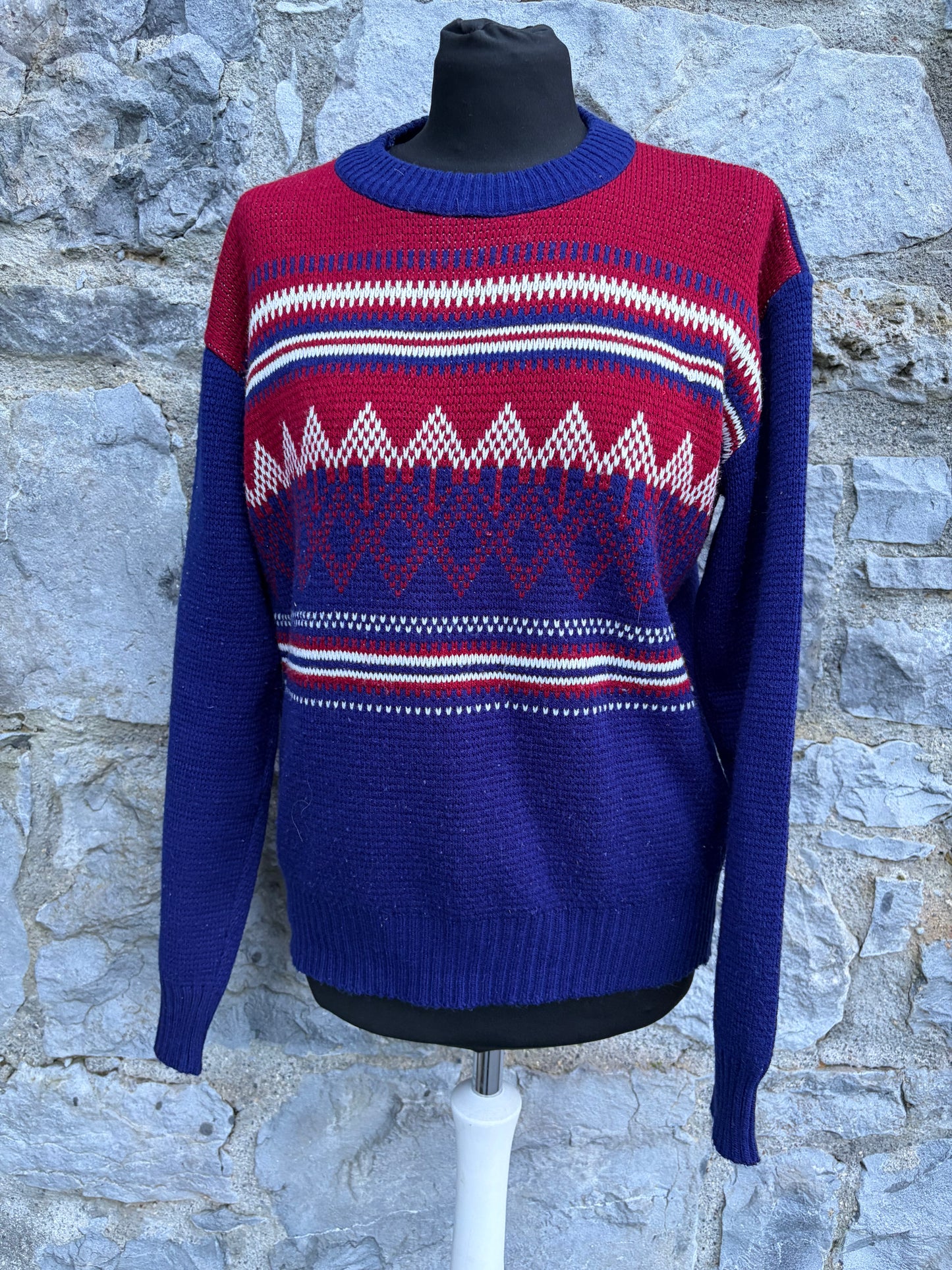 80s Nordic Fair Isle blue jumper Small