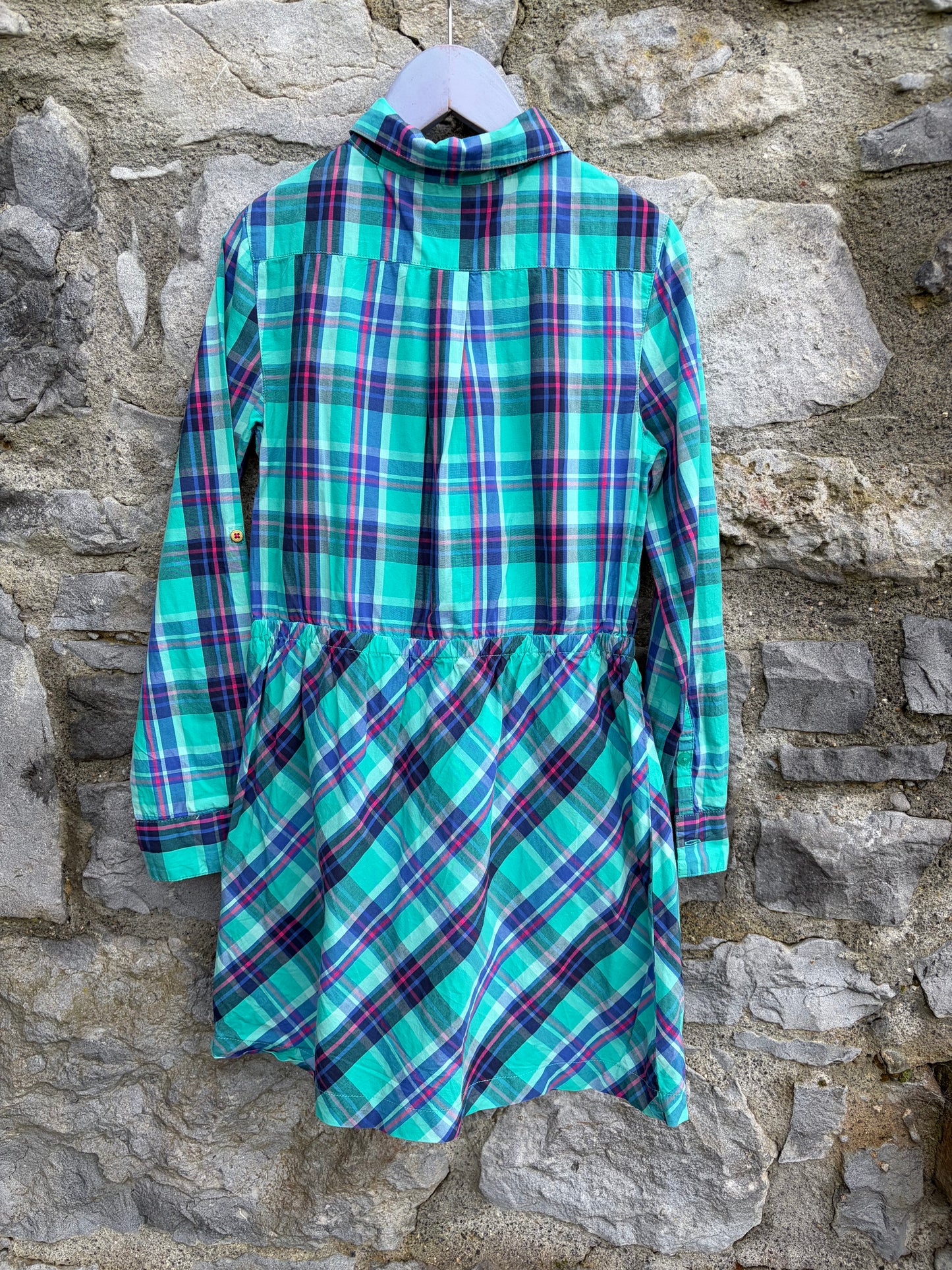 TH Green check shirt dress   8-9y (128-134cm)