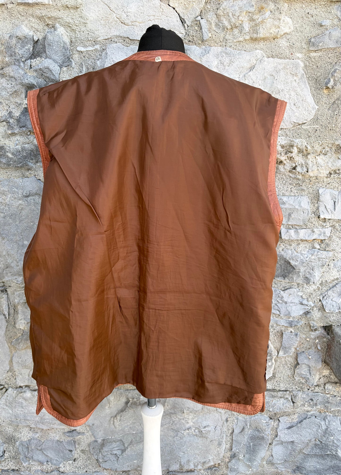 80s brown leather waistcoat Large
