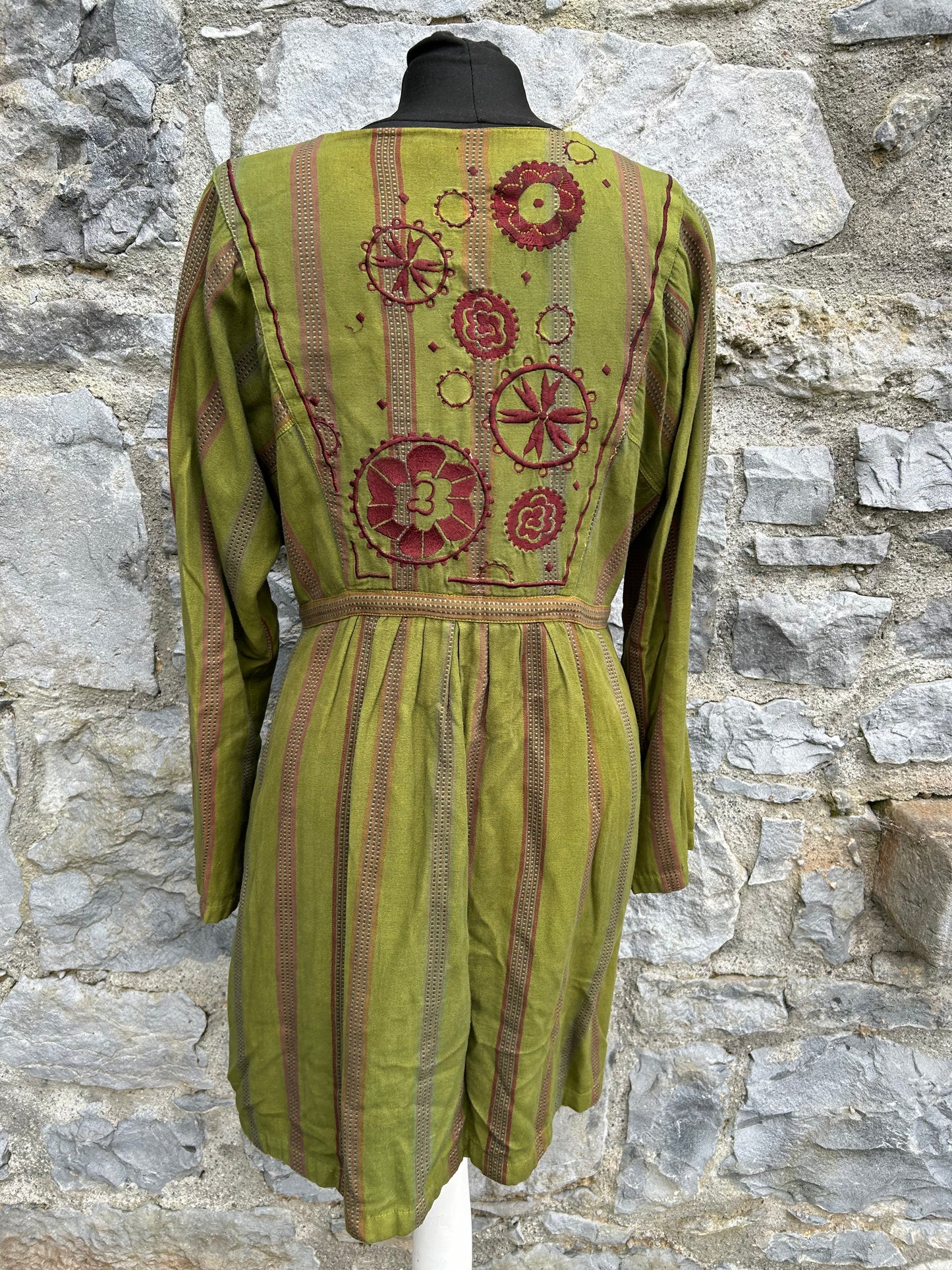 Khaki embroidered dress uk 8-10