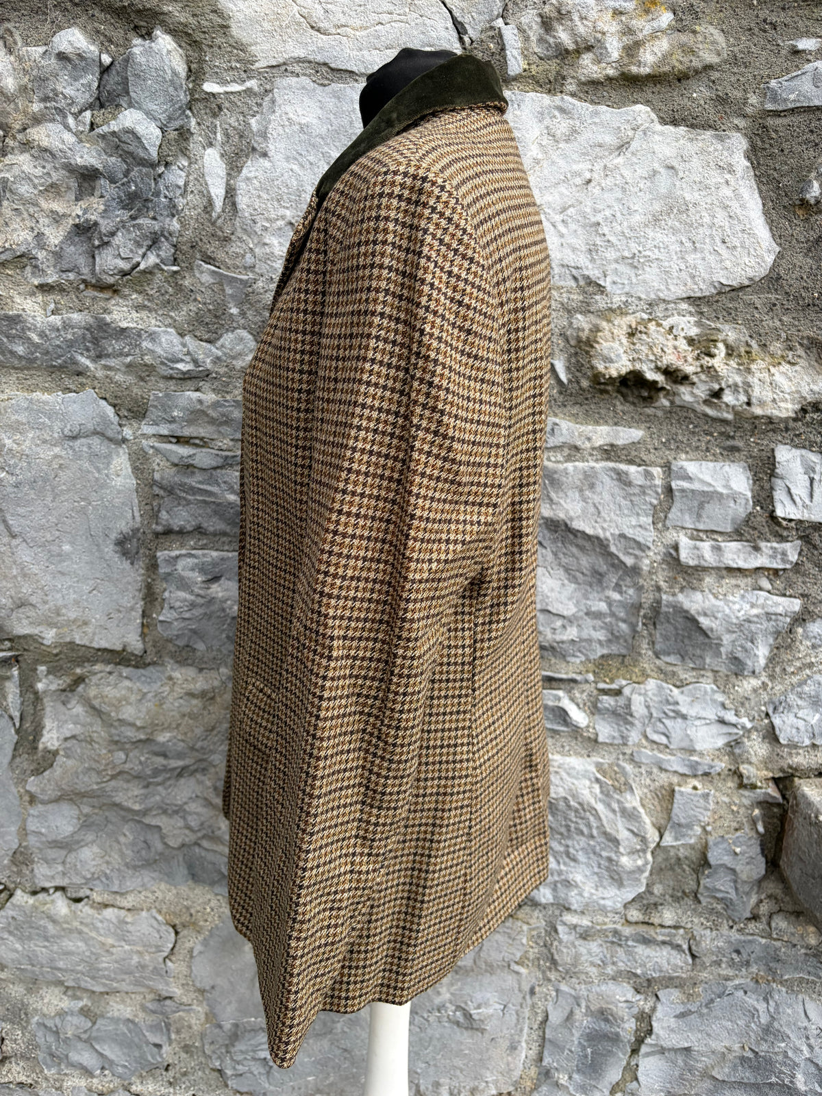 90s brown houndstooth equestrian jacket uk 10-12