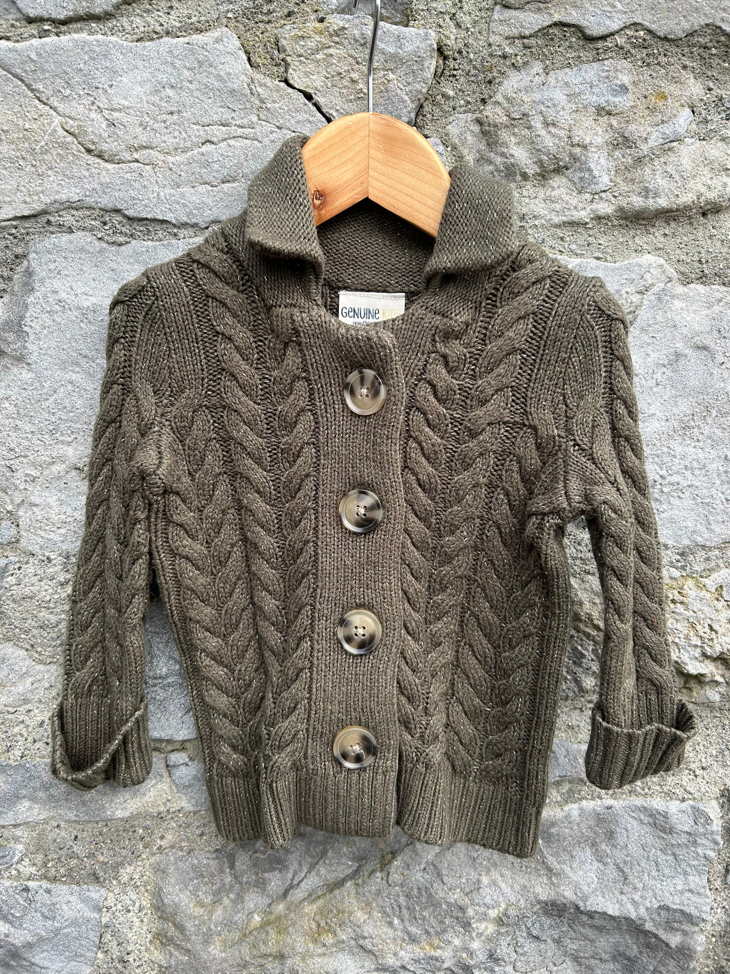 Khaki sparkly cardigan  9-12m (74-80cm)